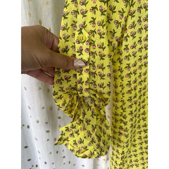 Kut From The Kloth Women's Sheer Ditsy Floral Long Sleeve Button Up Blouse S - Picture 4 of 6